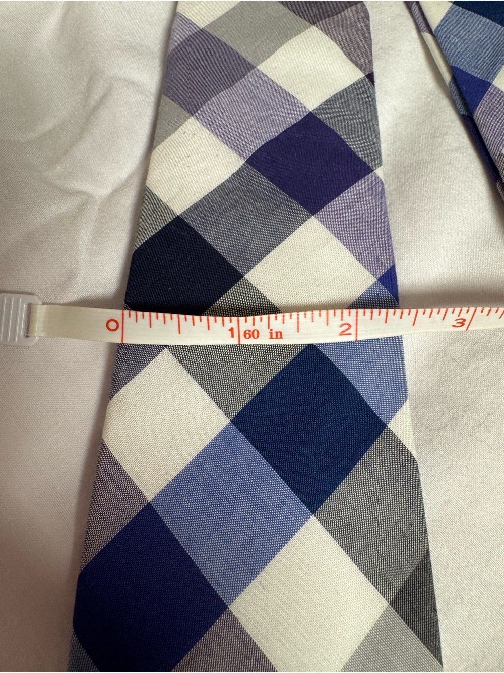 Express Men's Blue and White Check Tie